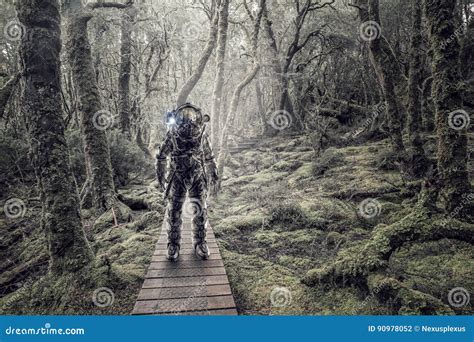 Astronaut In Forest Mixed Media Stock Photo Image Of Cosmonaut