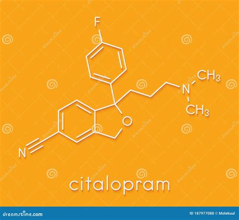 Citalopram Anti Depressant Drug Molecule Skeletal Formula Editorial