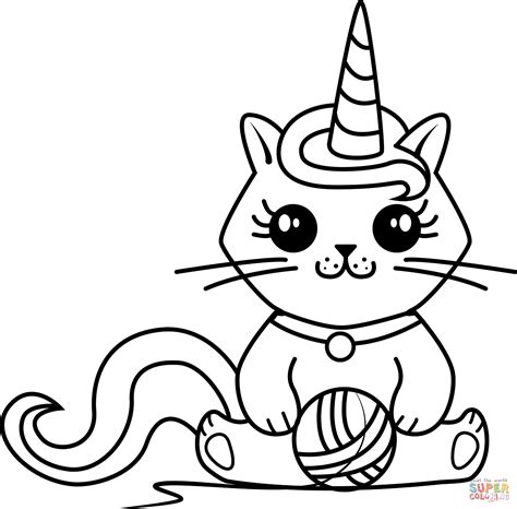 Dibujo De Gatito Unicornio Para Colorear Dibujos Para Colorear
