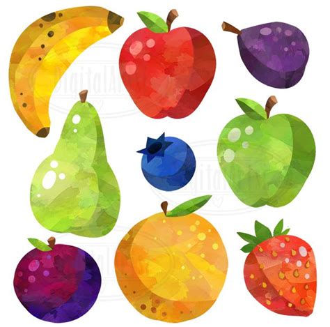 Watercolor Fruits Clipart By Digitalartsi TheHungryJPEG Com Fruits