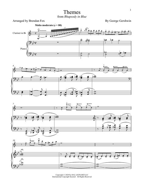 George Gershwin Rhapsody In Blue Themes Sheet Music Notes