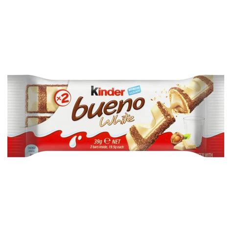 Buy Kinder Bueno White Chocolate Bar 39g Online Shop Food Cupboard On