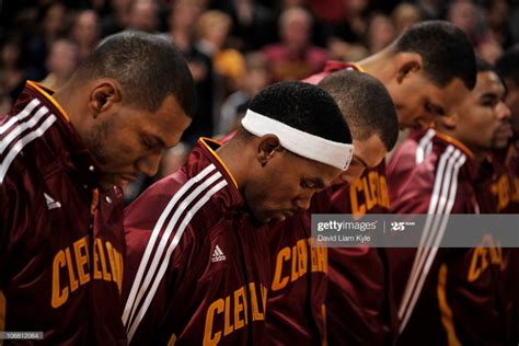 The Cleveland Cavaliers Stand In Respect During The Singing Of The