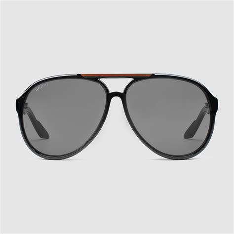 gucci medium aviator sunglasses in black for men lyst