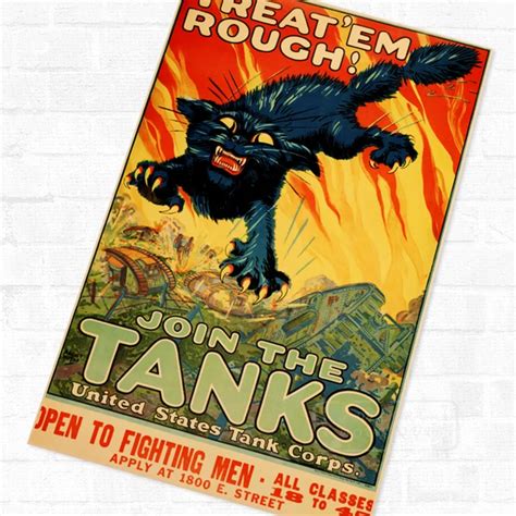 Join The Tanks War History Wwi Ww1 Propaganda Poster Vintage Retro