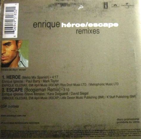 Enrique Iglesias Heroe Escape Remixes Single Promo En