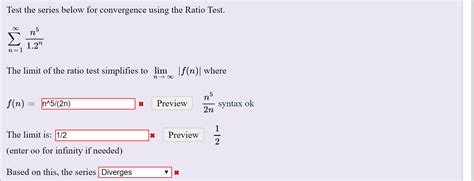 Solved Test The Series Below For Convergence Using The