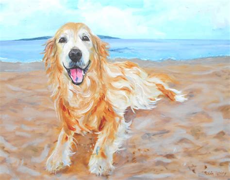 Golden Retriever Dog Oil Painting Portrait Painted By Artist Etsy 日本