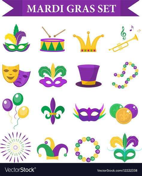 Mardi Gras Carnival Set Icons Design Element Vector Image