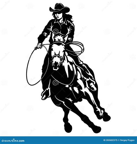 Rodeo Cowgirl Riding a Horse, Retro Style Poster. Stock Vector