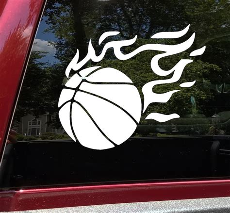 Flaming Basketball Vinyl Decal Flames Ball Hoops Court Team Etsy