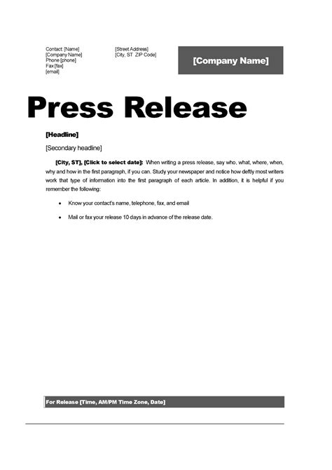Top 5 Resources To Get Free Press Release Templates Word Templates