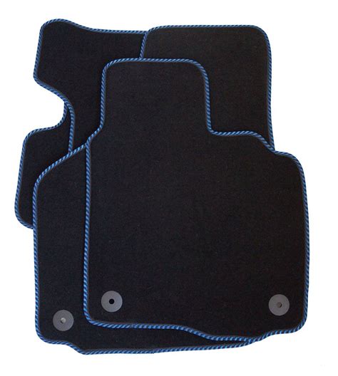 Exclusive Black Car Mats With Black And Blue Striped Trim Car Mats
