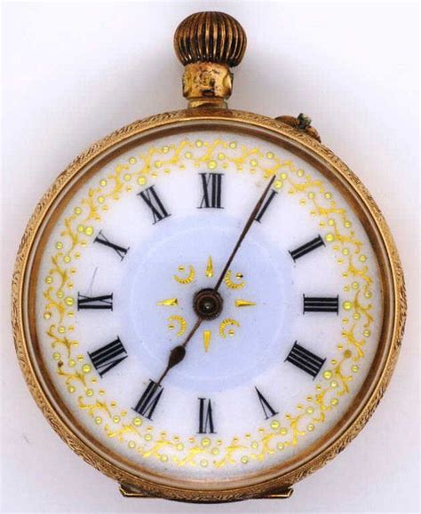 Do this while sitting comfortably with the watch held low over a table or a padded surface so that it's not going to fall a long way if you accidentally drop it. Antique ladies gold pocket watch with a enamel painted ...