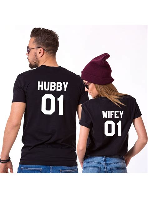 Wifey And Hubby Shirt Hubby 01 And Wifey 01 Matching Couples T Shirt His And Hers Anniversary