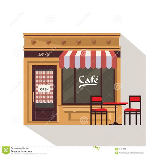 Restaurant Buildings Set Illustration Cartoon Cafe Bistro Diner Coffee