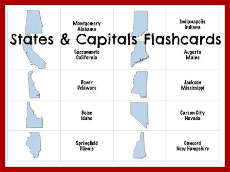 50 States Flashcards Free Printable