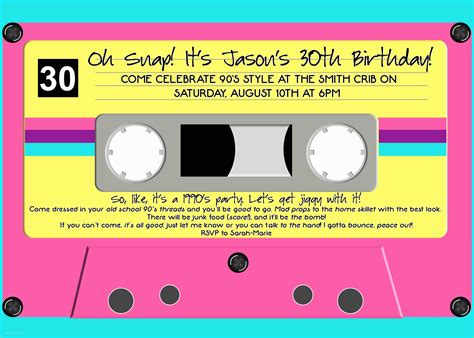 90s Party Invitations Template Free Of How To Plan A 90s Party Food