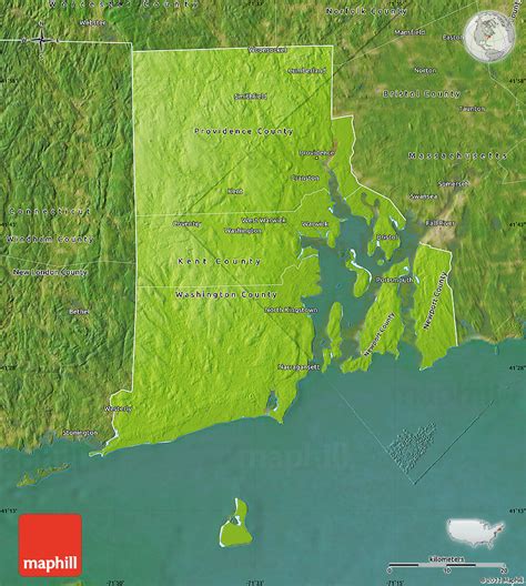 Physical Map Of Rhode Island Satellite Outside