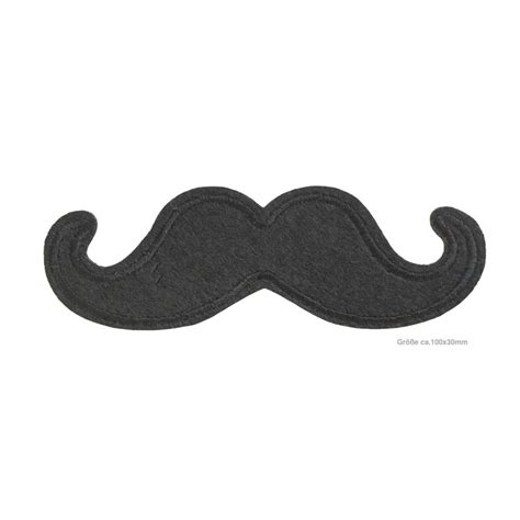 Hipster Moustache Patch Black Iron On ~100x30mm