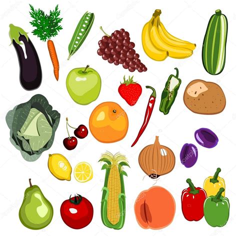 Fruit And Vegetable Set — Stock Vector © Cingisiz 5779242