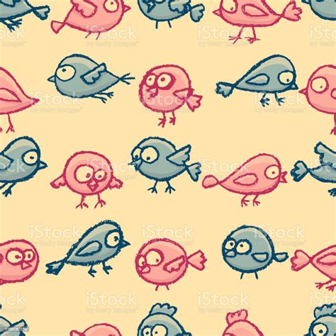 Cute Little Birds Seamless Pattern Stock Illustration Download Image