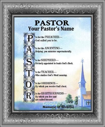 Pastor Anniversary Appreciation Personalized Name Poem T Thank You