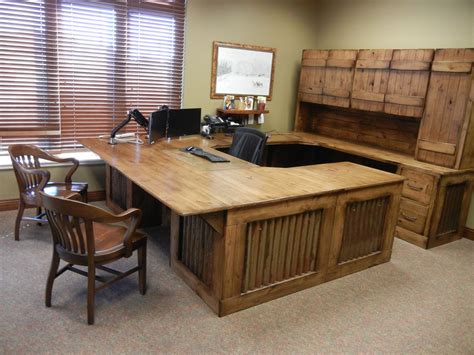 Beautiful Custom Office Desk Made From Rustic Knotty Alder Aged Barn
