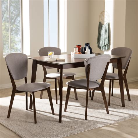 It's inspired by the classic furniture of the 1950's, and combined jillian 5 piece dining set by corrigan studio is a beautiful set that will add a retro touch to your dining room. Baxton Studio Tarelle Mid-Century Modern Walnut-Finished ...
