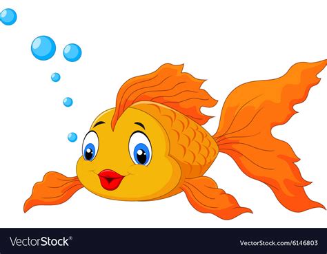 Happy Goldfish With Bubbles Royalty Free Vector Image