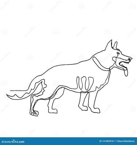 Continuous One Line Drawing Dogs Minimalism Style Stock Illustration