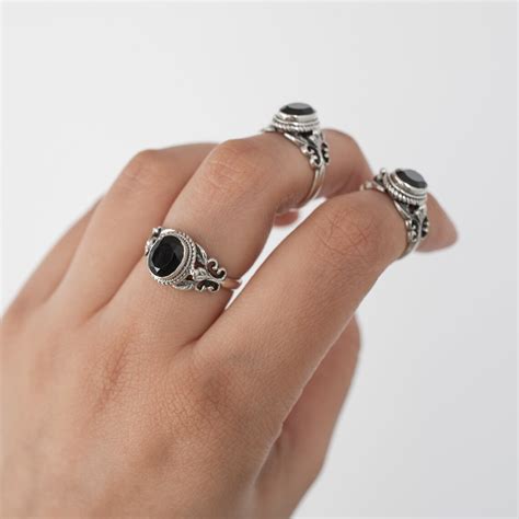 Oval Black Onyx Ring In Solid Sterling Silver Etsy