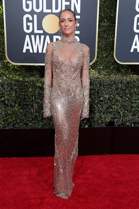 Kristin Cavallaris Golden Globes 2019 Red Carpet Dress Was So Sheer