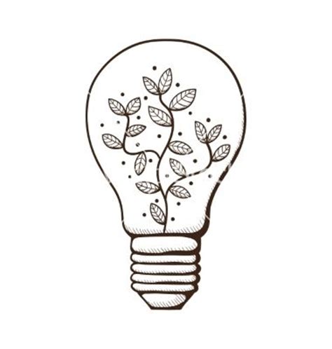 Idae concept image with pencil drawing light bulb. Light bulb with leaves within vector by Chuhail on ...