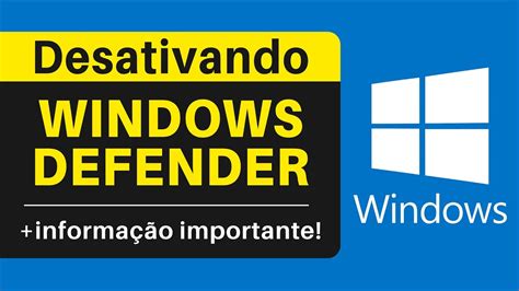 Como Desativar O Windows Defender No Windows Youtube