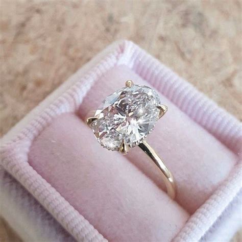 Carat Oval Diamond Engagement Ring Hidden Halo K Yellow Gold