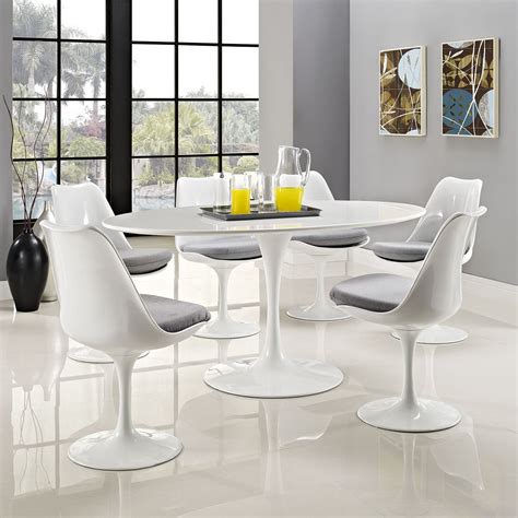 Lippa 60 Wood Top Dining Table Oval White Dcg Stores