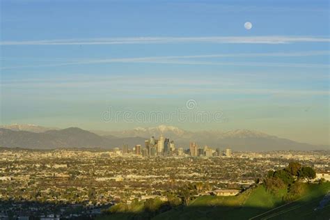 Aerial View Of The Beautiful Los Angeles Downtown Cityscape With Mt