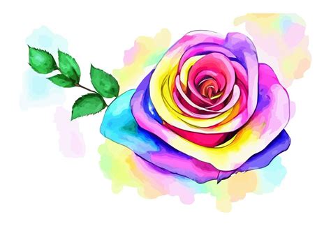 Delicate Rainbow Watercolor Rose 20437761 Vector Art At Vecteezy