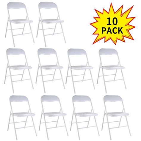 Jaxpety 10 Pack Commercial White Plastic Folding Chairs Wsoft Cushion