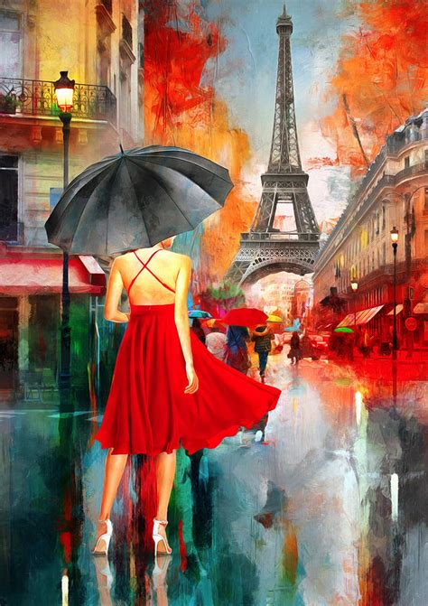 Rainy Day Paris With Eiffel Tower Painting By Mohamadreza Zeidabadi
