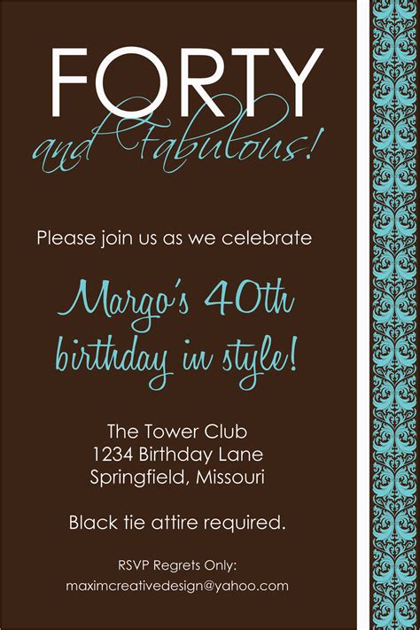 Free Printable 40th Birthday Party Invitation Templates Birthdaybuzz