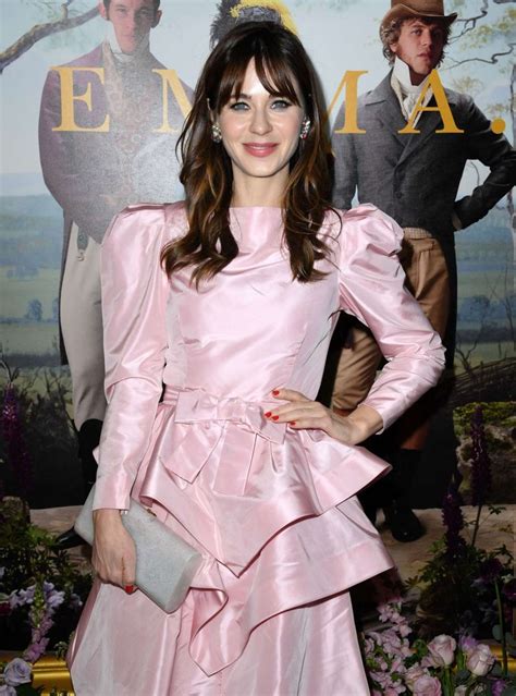 Zooey Deschanel In Pink Short Dress At Emma Premiere In Los Angeles