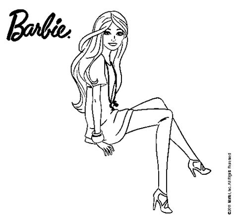 Dibujo De Barbie Sentada Para Colorear Dibujos Net