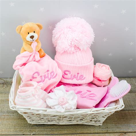 Personalised Baby Girl 'Essentials' Gift Basket | Heavensent Baby Gifts