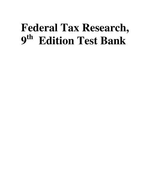 Federal Tax Research Ninth Edition Test Bank Browsegrades