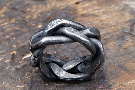 Braided Iron Ring Mens Ring Hand Forged Ring Massive Ring Etsy Canada