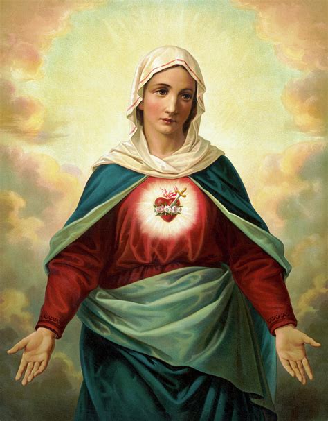 The Virgin Mary With Heart Emblem On Chest Painting By Unknown Pixels