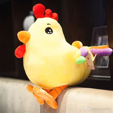 Hot Sale 25cm New Plush Toy Super Cute Rainbow Tail Chicken Chinese Zodiac Rooster Lucky Mascot