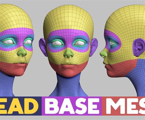 Artstation Head Base Mesh Topology And Uv Map Game Assets 3d Model